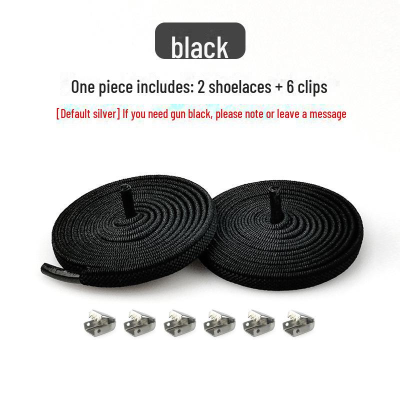 Snap Button Lazy Clip Shoelaces - Versatile for Kids, Adults, Men, Women - Black & White - Free Tie - Free Elastic