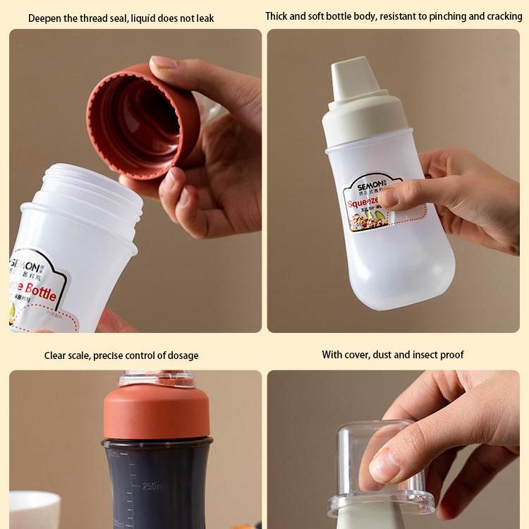 3pcs 350ml 5 Hole Squeeze Condiment Bottles with Nozzles Plastic Ketchup Mustard Hot Sauces Olive Oil Bottles Kitchen Accessories