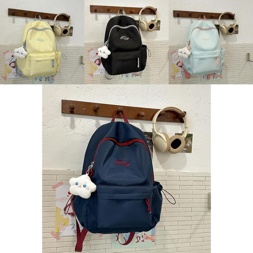 Nylon Girls Backpack With Letter Print Design And Splicing Elements For Casual Travel And School Use