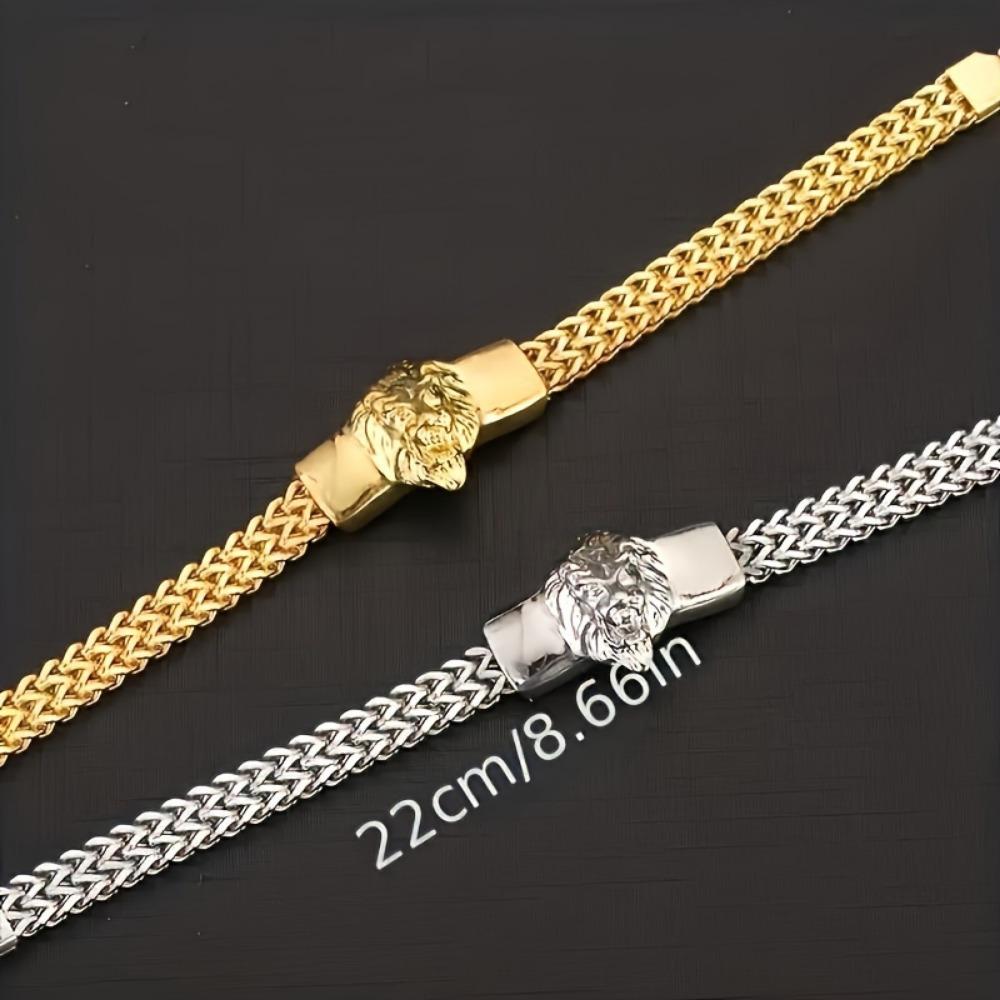 1 fashionable and domineering lion head animal bracelet for men, trendy hip-hop punk rock jewelry gift