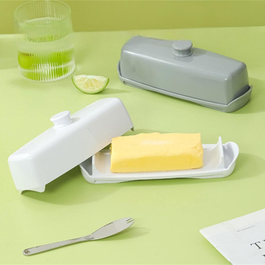 Contenitore per burro con cucchiaino e coperchio Piatto per burro con coperchio Portacontenitore durevole in plastica per conservare e servire il burro