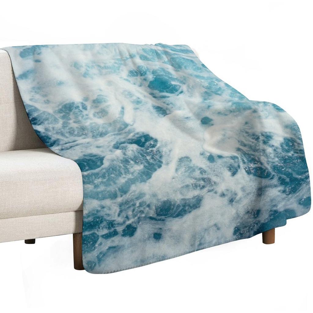 Sea Waves In the Ocean Throw Blanket Soft Breathable Blanket for Night Sleeping