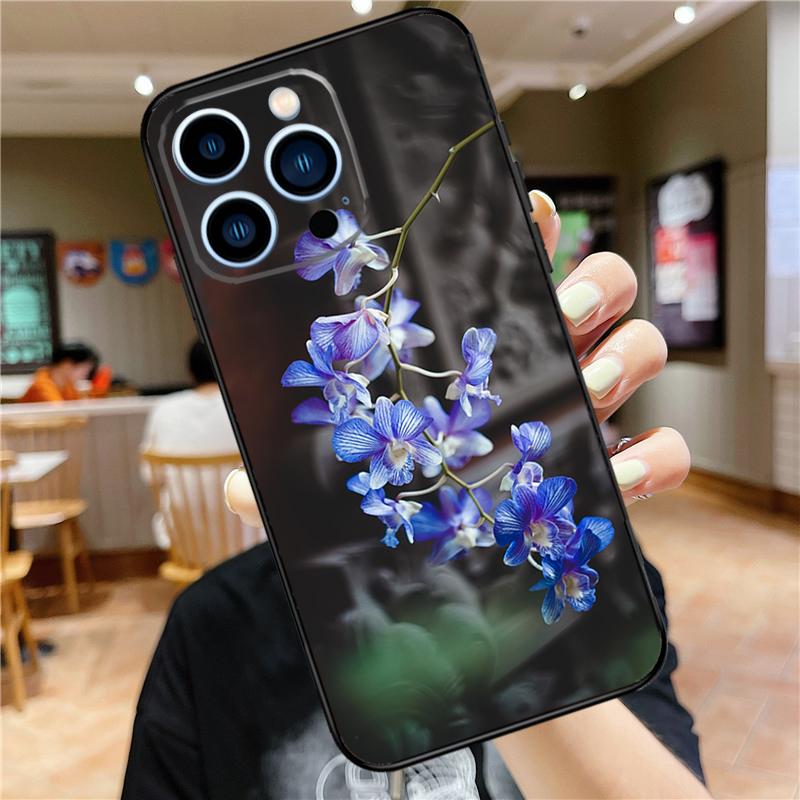 Orchid Flowers Colorful Case For iPhone 17 Pro Max 16 15 14 11 12 13 Mini Plus 16e 17 Air Bumper Cover Accessories
