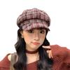 Plaid Octagonal Painter's Hat Women's Autumn and Winter Literary Retro Face Showing Small Cloud Hat Fashionable and Versatile Duck Beret