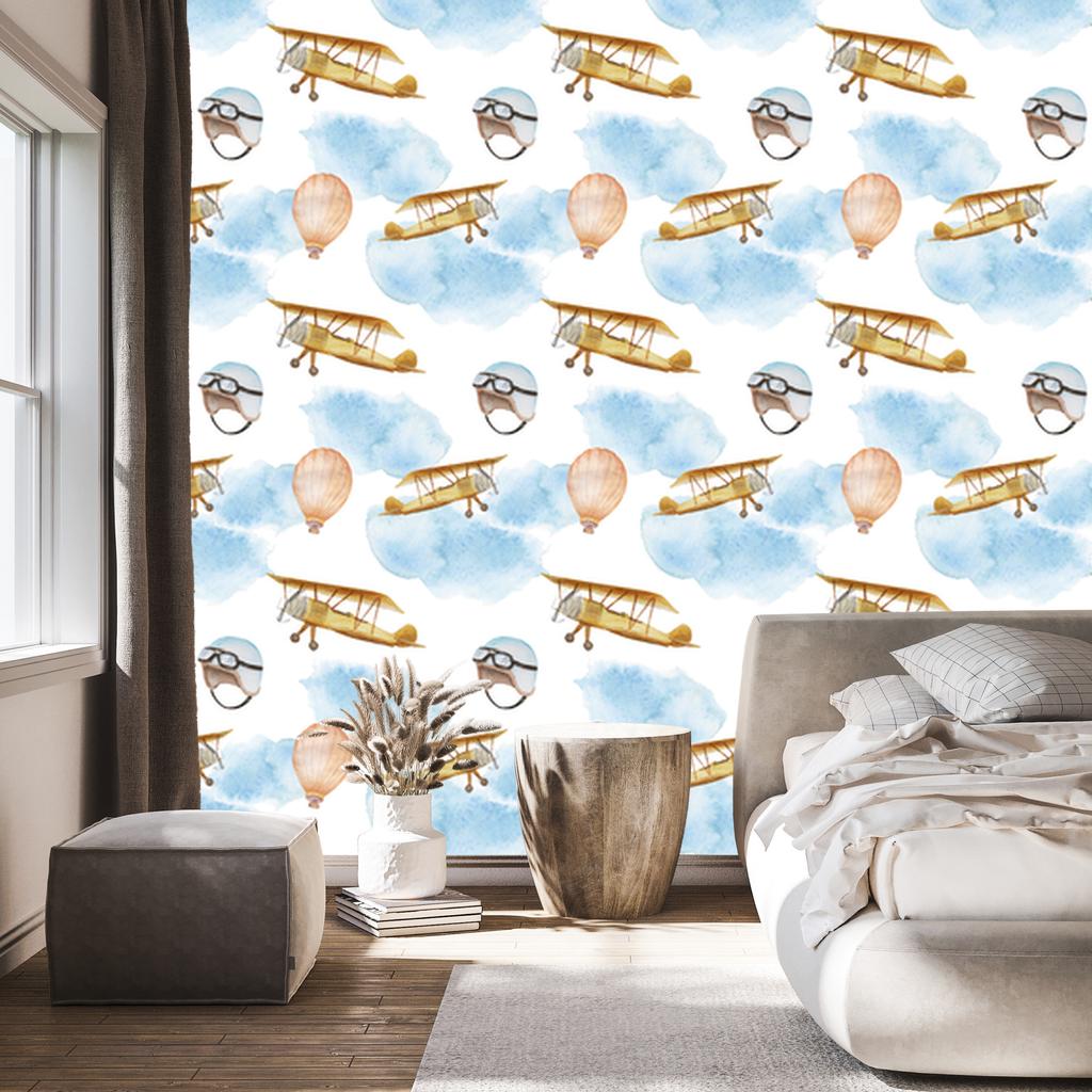 Planes and Balloons Wallpaper for Living Room and Bedroom 50x1000
