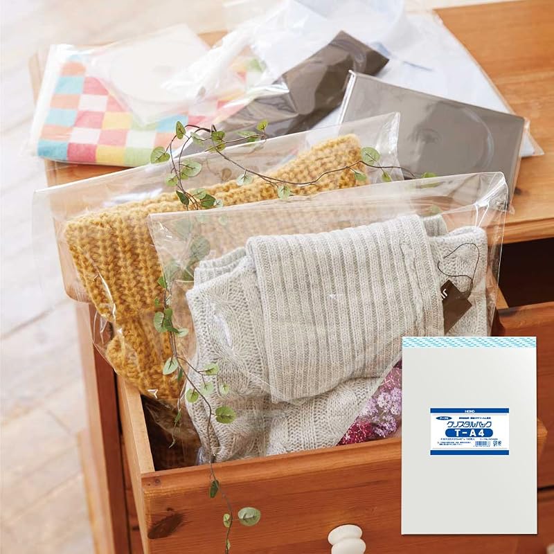 Shimojima Heiko Transparent OPP Bags, Crystal Pack, with Tape, A4, 100 pieces, T-A4 006743200