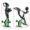 Cyclette Pieghevole 2-in-1 con Resistenza Magnetica a 8 Livelli, Elastico per Braccia, Sensore di Battito Cardiaco, Verde