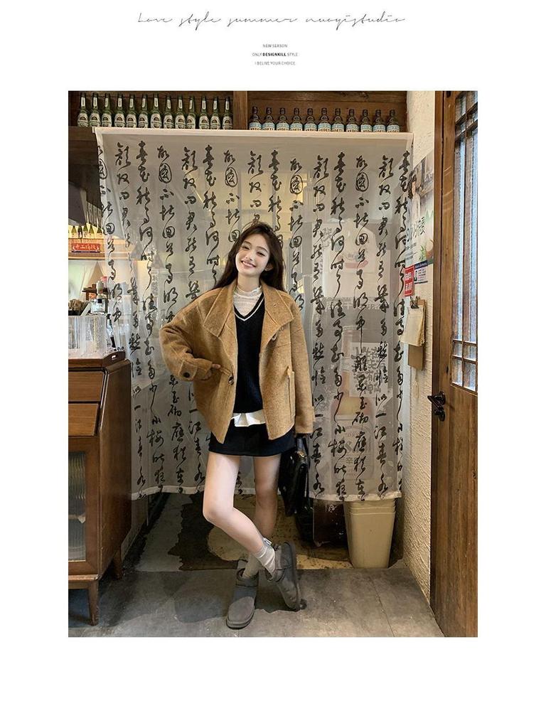 Trendy Woolen Coat: Thick, Warm, Loose-Fit for Autumn/Winter