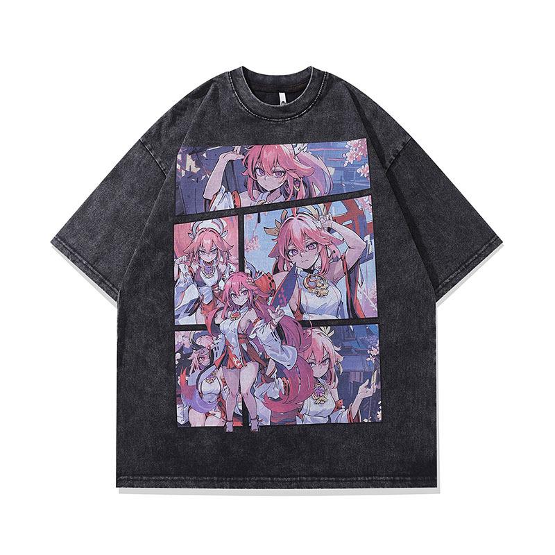 European And American High Street Trendy Brand Butterfly Graffiti Old Short-Sleeved T-Shirt Men'S And Women'S American Street Hip-Hop Half-Sleeved Tee