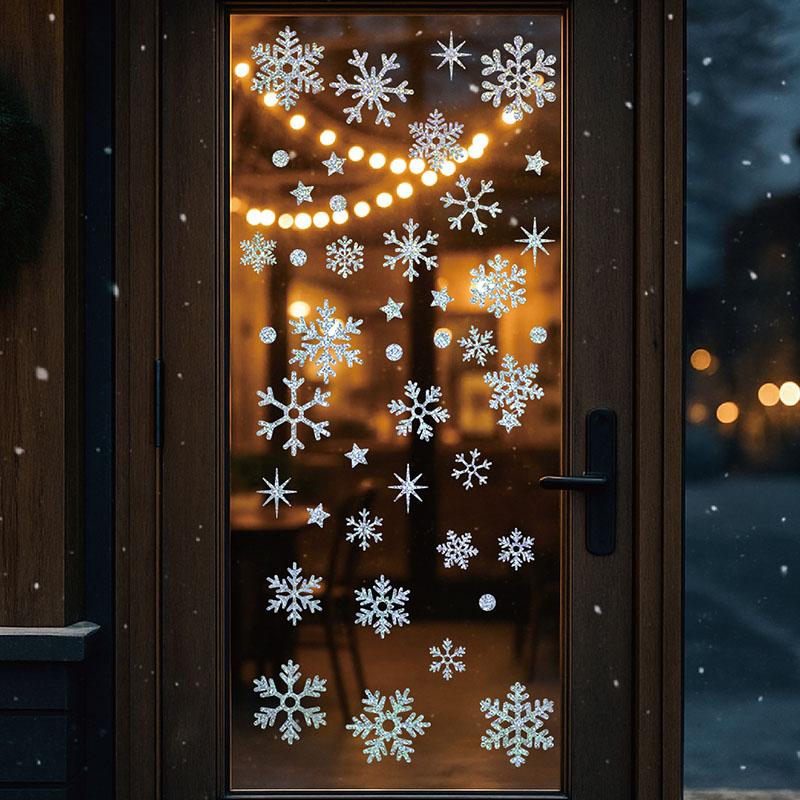 Happy New Year Christmas Wall Winter Snowflake Window Glass Stickers Merry Christmas Decors