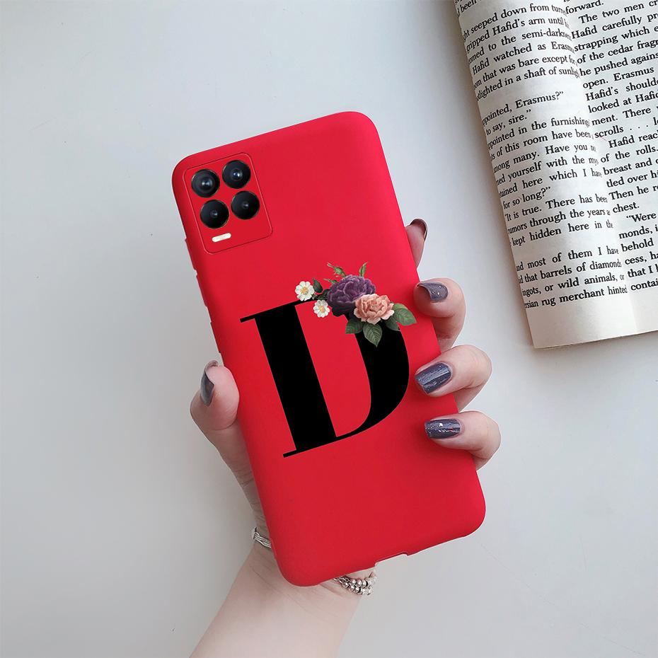 For Realme 8 Pro Case Silicon Soft Letter Monogram Flowers Phone back cover For Oppo Realme8 4G RMX3085 Realme 8 Pro Bumper Case