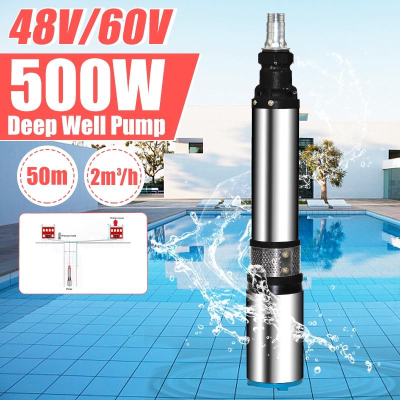 Submersible Pump Alternative Energy Solar Powered Submersible Pump Lift 50m Garden Home Deep DC Well Water Pump DC 48V/60V 500W