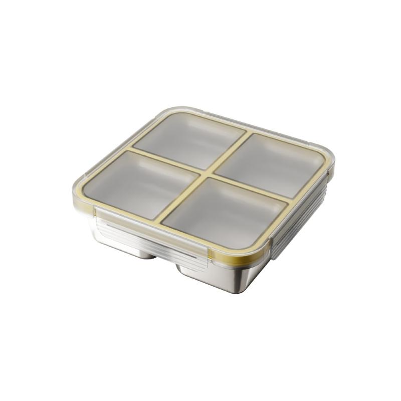 Contenitore Alimentare Ermetico Durevole a 4 Scomparti Acciaio Inossidabile 304 Contenitore per Alimenti per Adulti Bambini 720ML