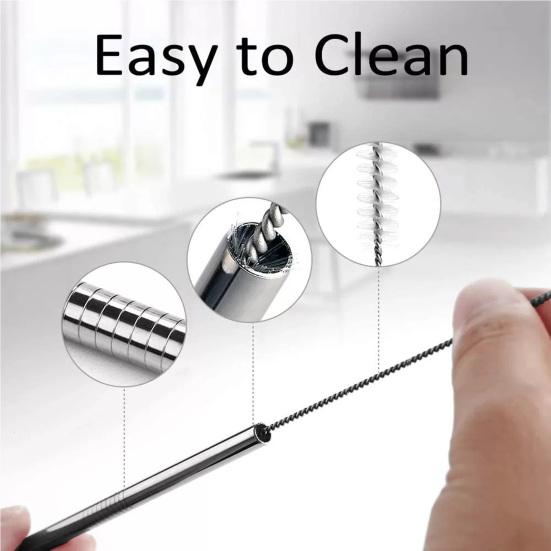 4Pcs Stainless Steel Straws Reusable Metal Drinking Straws 304 Food Grade Straight and Curved Straw Dishwasher Safe Metal Straw for Bottles Tumblers