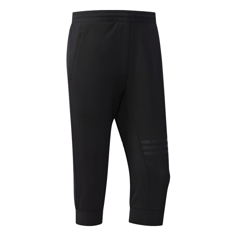 Adidas Sports Lifestyle Series Solid Color Slim Fit Moisture Wicking Breathable Mid Rise Seven Point Shorts Men Shorts Black DY8727