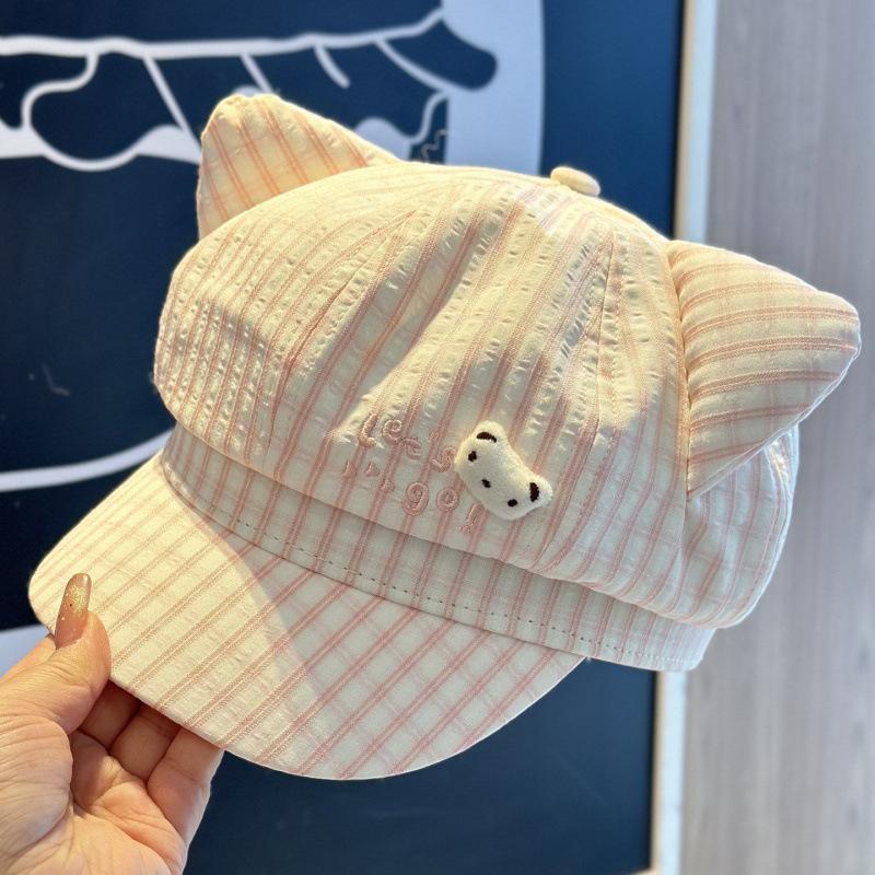 Sweet plaid cute cat ears star anise hat female cap spring new sweet face little painter hat