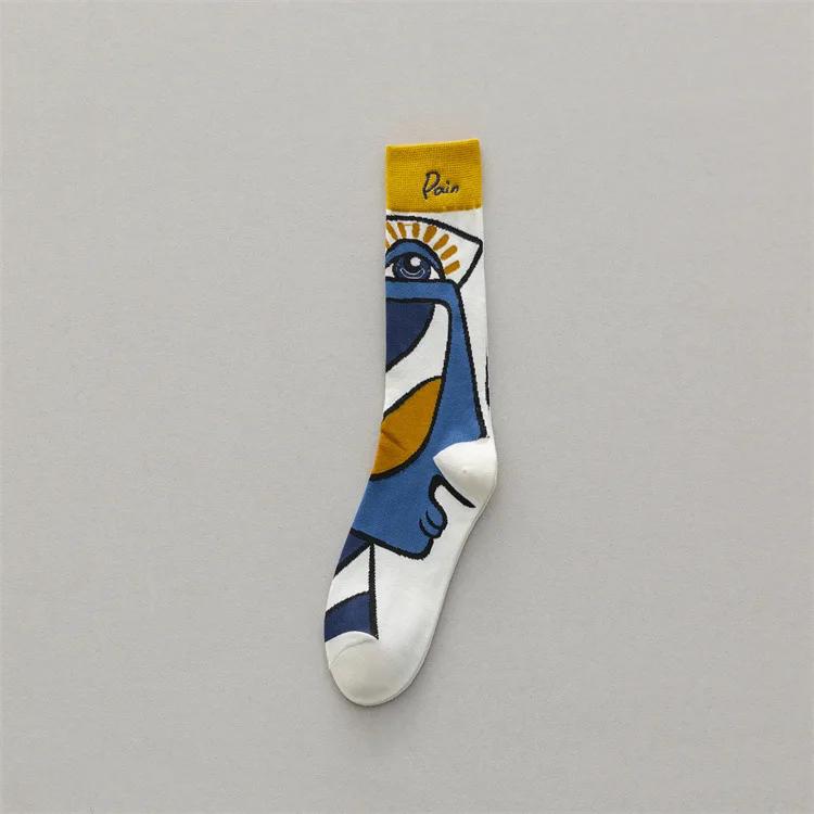 

Носки New Personality tide модные трендовые граффити спортивные носки для пар в трубке с вышитыми буквами Хлопковые средние носки-трубки Yellow