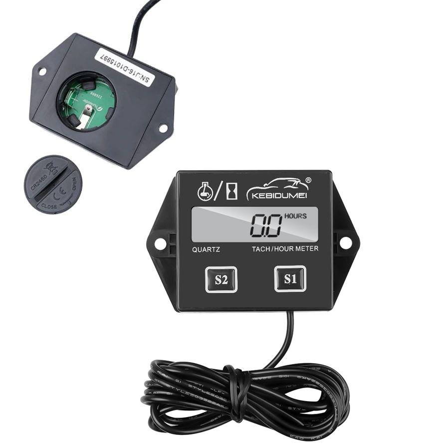 Kebidumei Digital Engine Tach Hour Meter Tachometer Gauge Engine RPM For Motorcycle Motor Stroke Engine Boat Car RPM