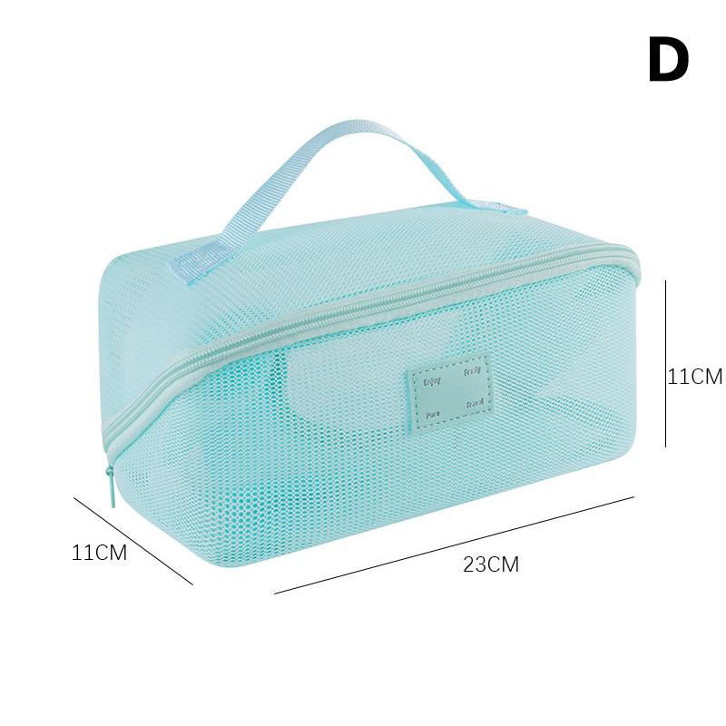 Mesh Makeup Bag - 1pcs Transparent Cosmetic Organizer with Handle, Travel Toiletry Storage Pouch