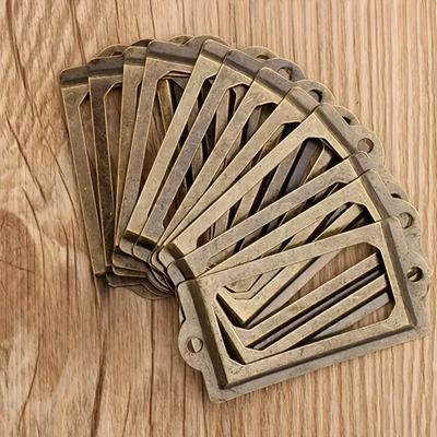 Etikettenhalter im Vintage-Stil, antikes Messing, für Schubladenschrankrahmen, mit Schrauben, 10 Stück