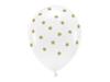 Partydeco Balony Eco 33 Cm Białe W  Złote Gwiazdki 6 Szt