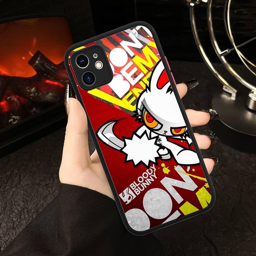 Anime B-Bloody Bunny For IPhone 16 15 14 Plus 13 12 11 Pro Max X XS MAX Translucent Matte Shockproof Cover