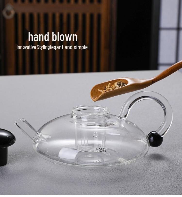 Sage Glass Teapot Set with Water Separation and Thickened Filter for Brewing Tea and Flowers