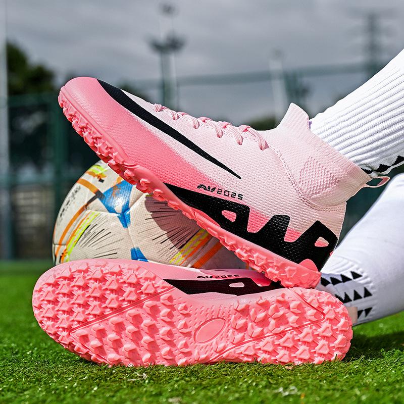 Ronaldo Assassin's New High-top Football Shoes Men's Broken Nails Children's Boys and Girls Adult Velvet Warm Training Shoes