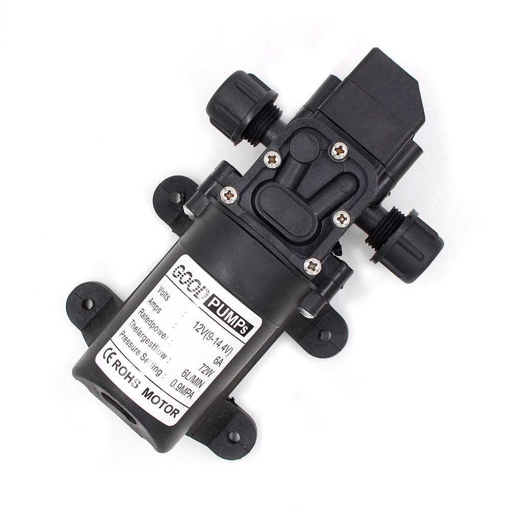 Pompă de apă cu micro diafragmă de înaltă presiune 12V 72W Comutator automat cu autoamorsare 130PSI 6L/Min Pompă de apă pulverizator