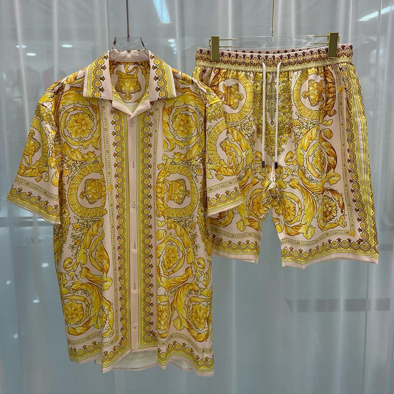 Fashion Hawaiian Suit Print Men Shirt 2Pcs Set luxury 3D Print Holiday Set Short Sleeve Casual Shirt Beach Two Piece Man Sets