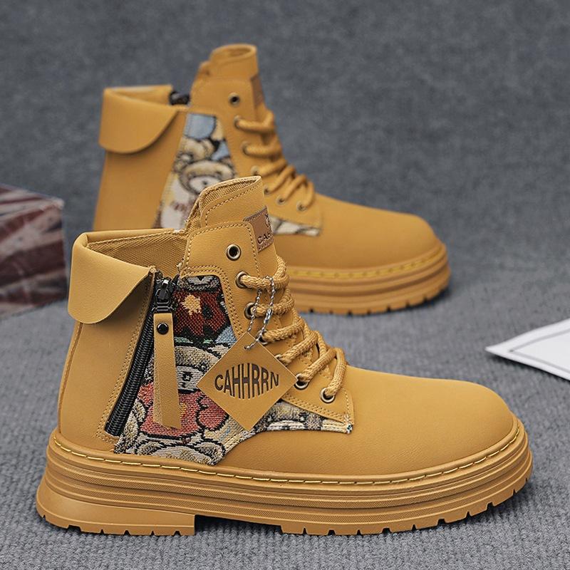 

Мужские ботинки на молнии сбоку осень и зима высокие ботинки Мартина мужские кожаные ботинки 2024 новые локомотивные повседневные рабочие ботинки мужские 44