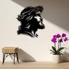 Silhouette Métallique Jésus Art Mural Décoration Chrétienne Religieuse avec Couronne d'Épines Croix Minimaliste Suspendue pour Salon Chambre à Coucher