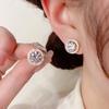 Statement 8mm Round Halo Stainless Steel Stud Earrings for Women Minimalist Gold Color Sparkle Elegant Prong Set Jewelry Gift