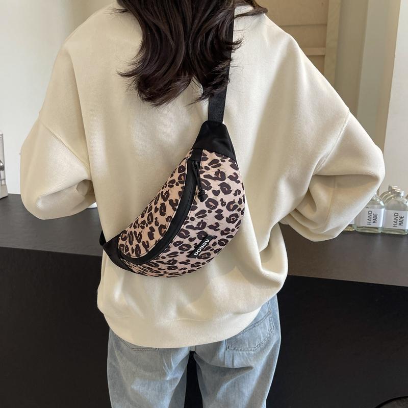 Γυναικεία τσάντα στήθους με στάμπα Leopard Τσάντα ώμου πολλαπλών λειτουργιών Τσάντα χιαστί