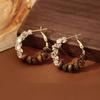 Autumn and Winter Retro Tiger's Eye Stone Round Zircon Earrings, Earrings, Temperament Versatile Earrings.