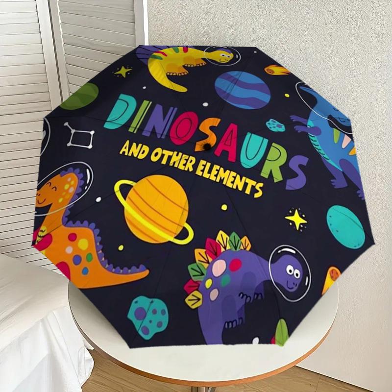 

1pc Dinosaurs and Space Elements Umbrella with Plastic Handle,Suitable for All Seasons Home Travel Outdoor UmbrellaDD344