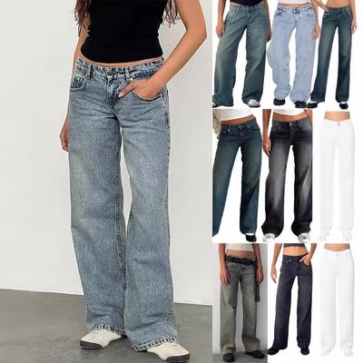 Europäische und amerikanische Damen-Jeans aus hochwertigem geradem Denim