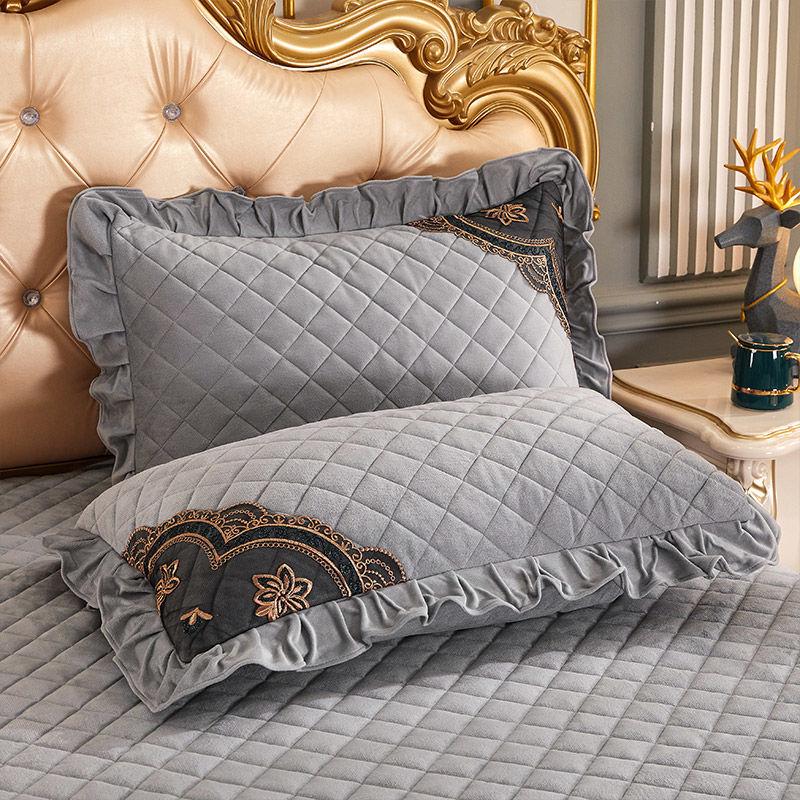 

2 шт., кружевная бархатная наволочка, чехол для кровати, прямоугольный декор, мягкая стеганая подушка, роскошная европейская зимняя теплая подушка 2PC 48*74CM