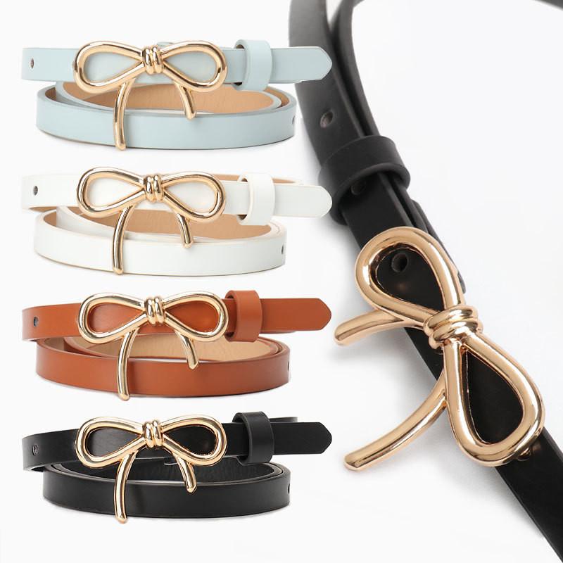 Fashion Skinny Leather Belt With Alloy Buckle For Girls And Women