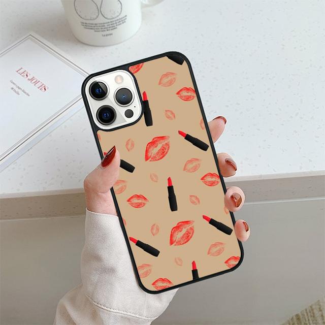 

Набор Красной Помады Make Up Чехол для Телефона Для iPhone 17 Air 14 15 16 13 12 Чехол Для Apple Pro Max 6S Plus Coque iPhone 11pro max