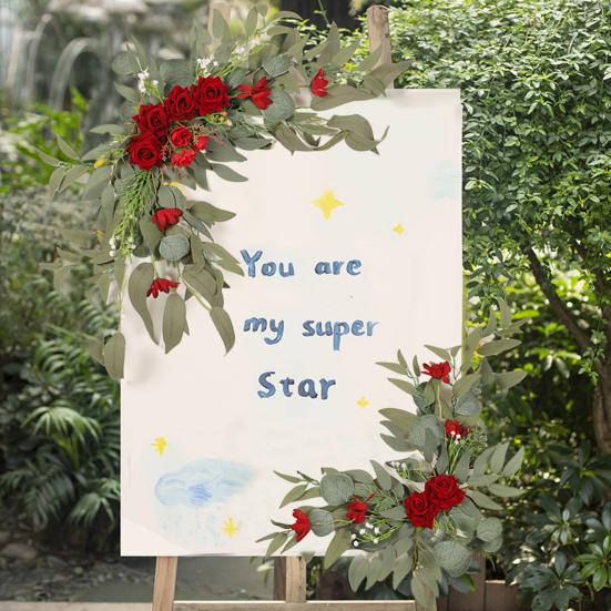 Yousheng 2Pcs Artificial Flowers Vivid Anti-fade No Wither Faux Silk Flower Wedding Welcome Simulated Flower Wedding Supplies