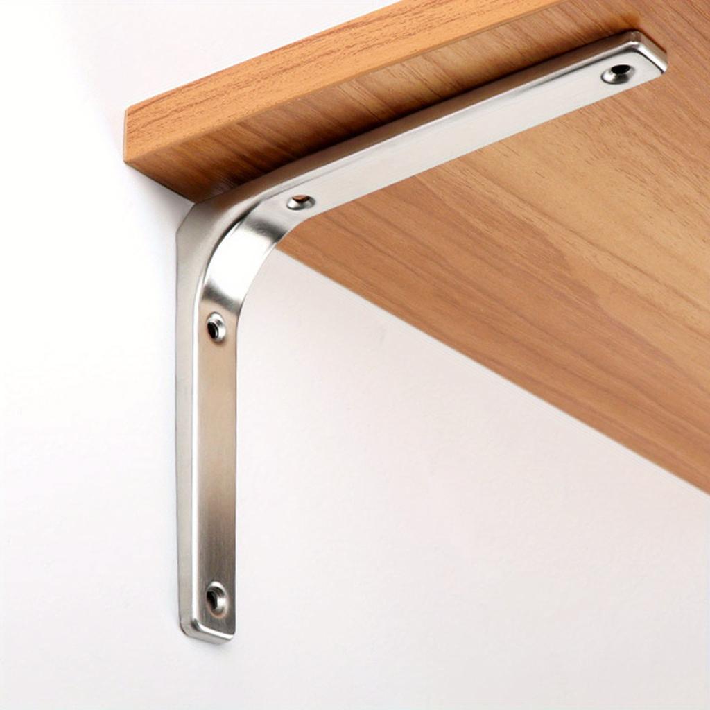 Heavy-Duty Stainless Steel Tripod Bracket - Adjustable Height, Polished Surface,  Suitable for Wall Mounted Shelves