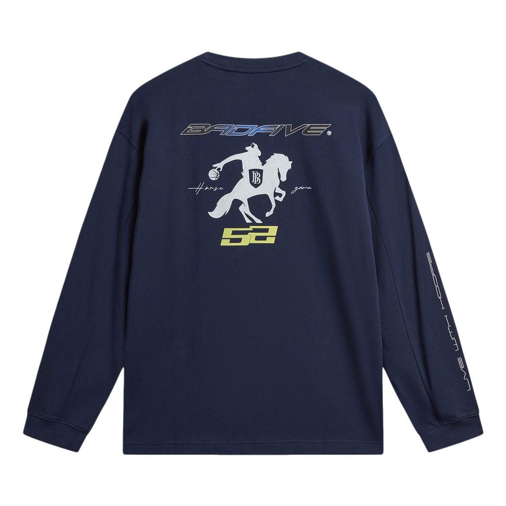 Li-Ning Badfive Printed Letter Round Neck Versatile Long Sleeve T-Shirt Men Tops AHSW553-2