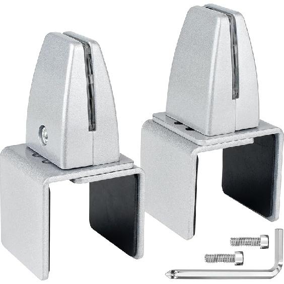 4 Packs Sneeze Guard Clamp Bracket , Sneeze Guard Shield Base for Countertop, Stick On Heavy Duty Aluminum Partition Guard Clamp, Panel Support Clamp Downclamp & 2pcs