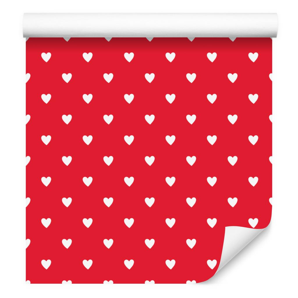 Hearts Wallpaper Red and Coral 50x1000