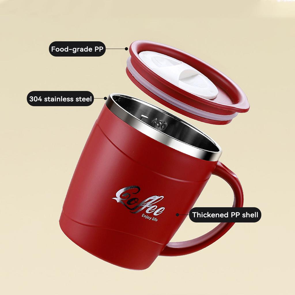 500ML Double-layer Thermos Mug 304 Stainless Steel Milk Coffee Cup Portable Sealed Cold And Hot Water Drinking Cup With Handle