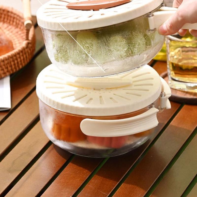 Vegetable Fruit Washing Basket Double-Layer Kitchen Colander Plastic Foldable Handle Rice Strainer Fridge Crisper