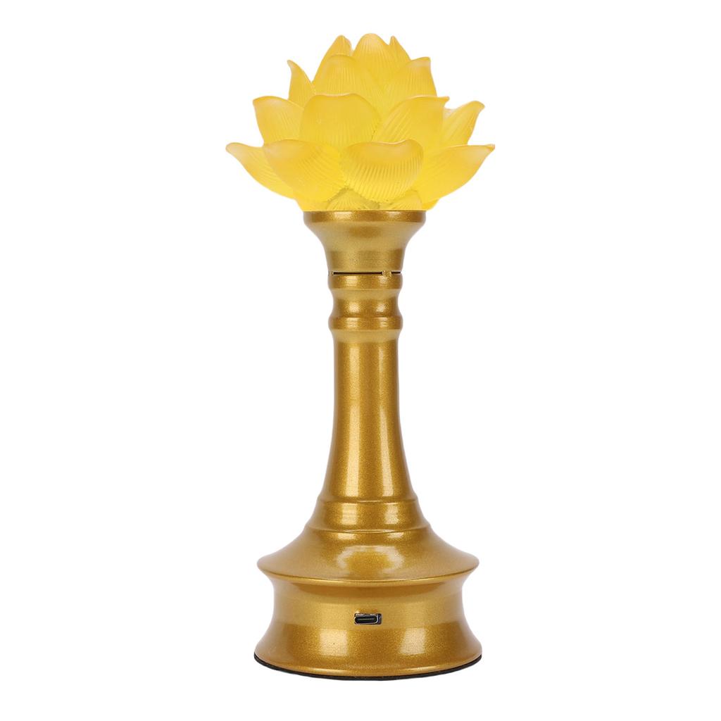 LED Flower Lamp Resin Metal USB Rechargble Buddhistic Lamp Flower Night Light for Display Decoration Faith Supplies