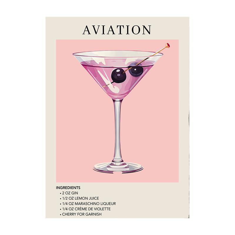 Cocktail Art Decor Poster Watercolor Retro Drink Print Minimalist Elegant Sophisticated Wall Art Picture for Home Decoration
