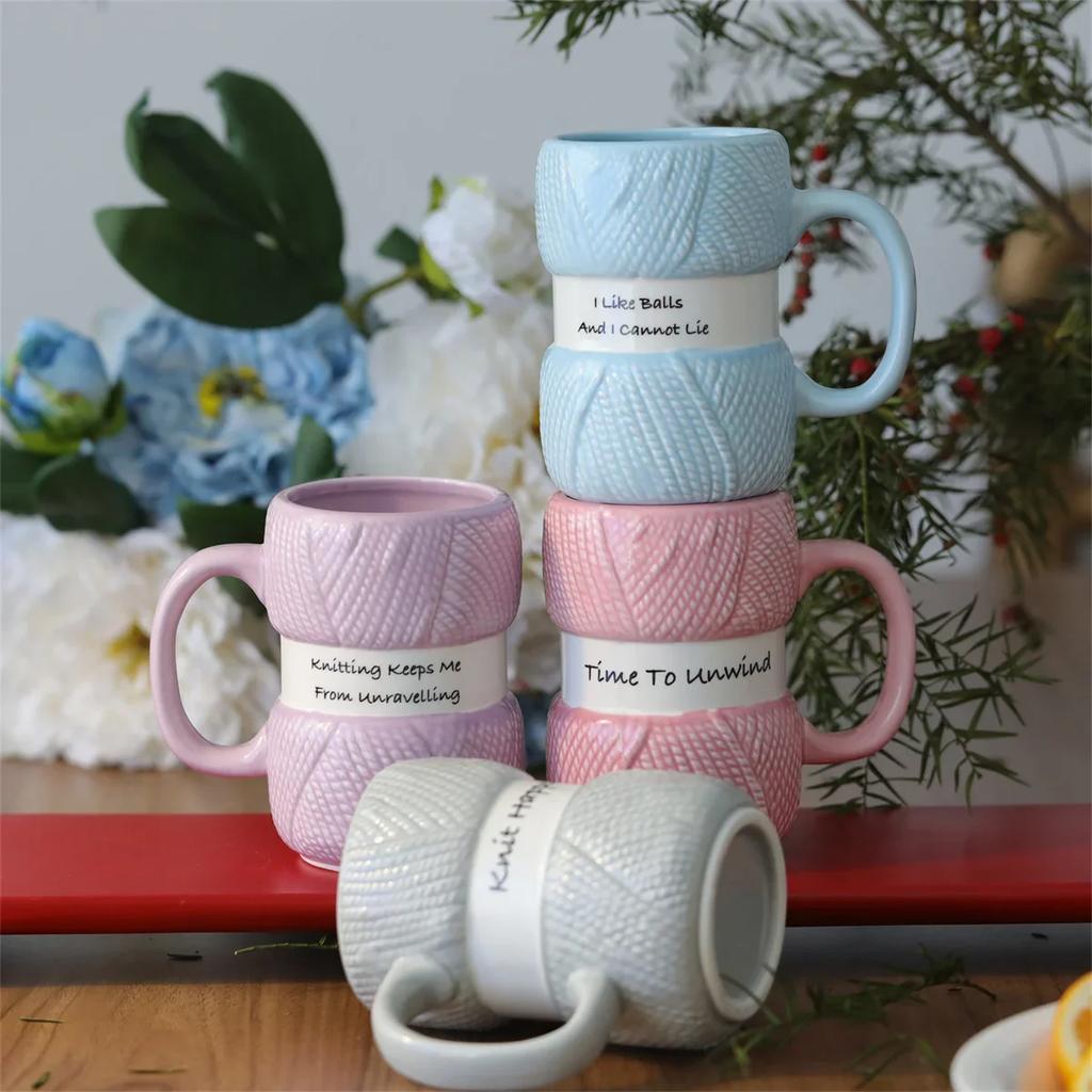 Water Cup, 425ml/14.37oz Funny Knit Ceramic Coffee Mug Teacup Novelty Gift For Women And Menfor Christmas, Halloween, Easter Day
